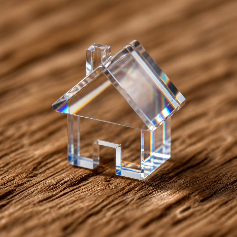 Clear acrylic finish shown on a tiny freestanding miniature house