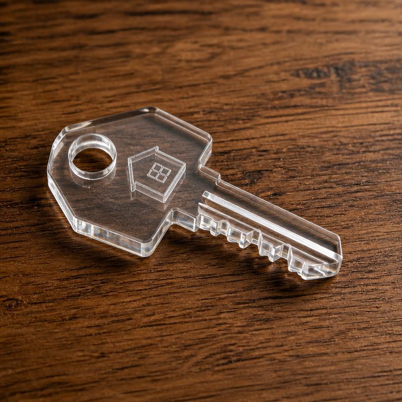 Miniature key — a tiny freestanding Scanature with the QR code hidden on its underside