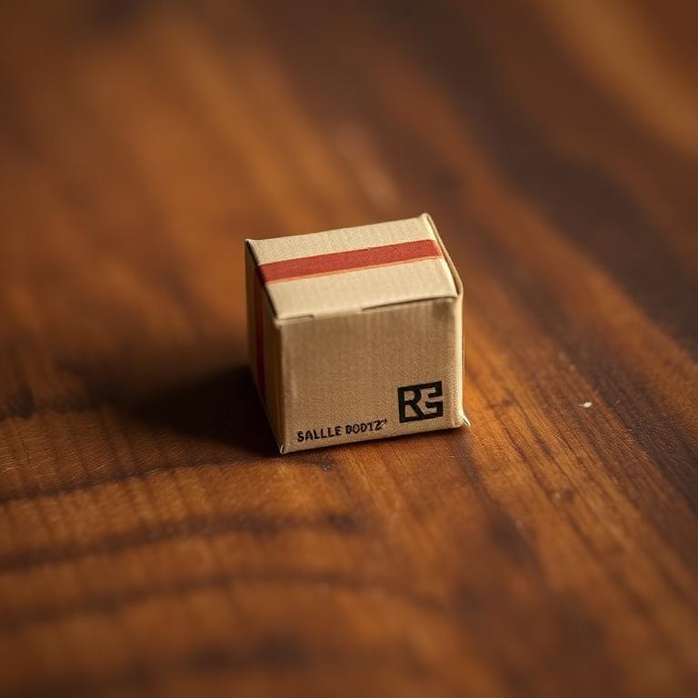 Miniature moving box — a tiny freestanding Scanature with the QR code hidden on its underside