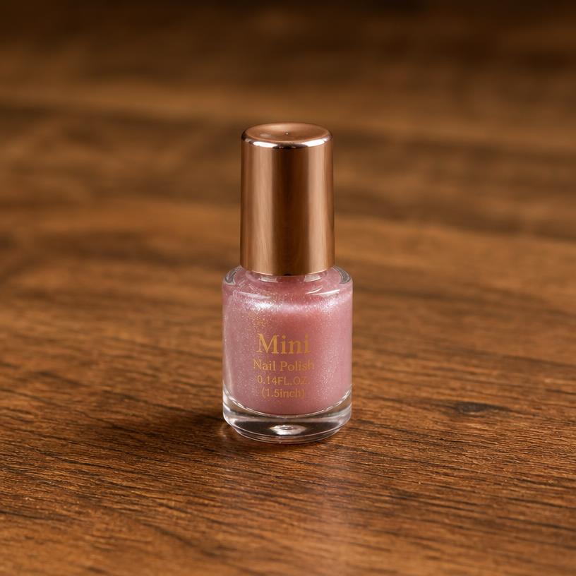 Miniature nail polish bottle — a tiny freestanding Scanature with the QR code hidden on its underside
