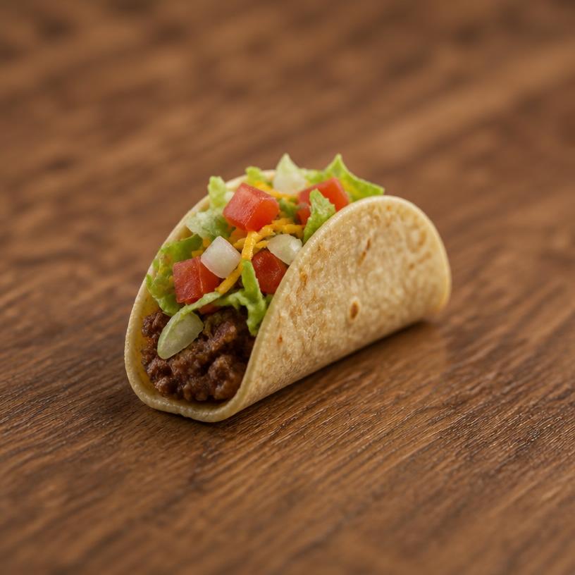 Miniature taco — a tiny freestanding Scanature with the QR code hidden on its underside