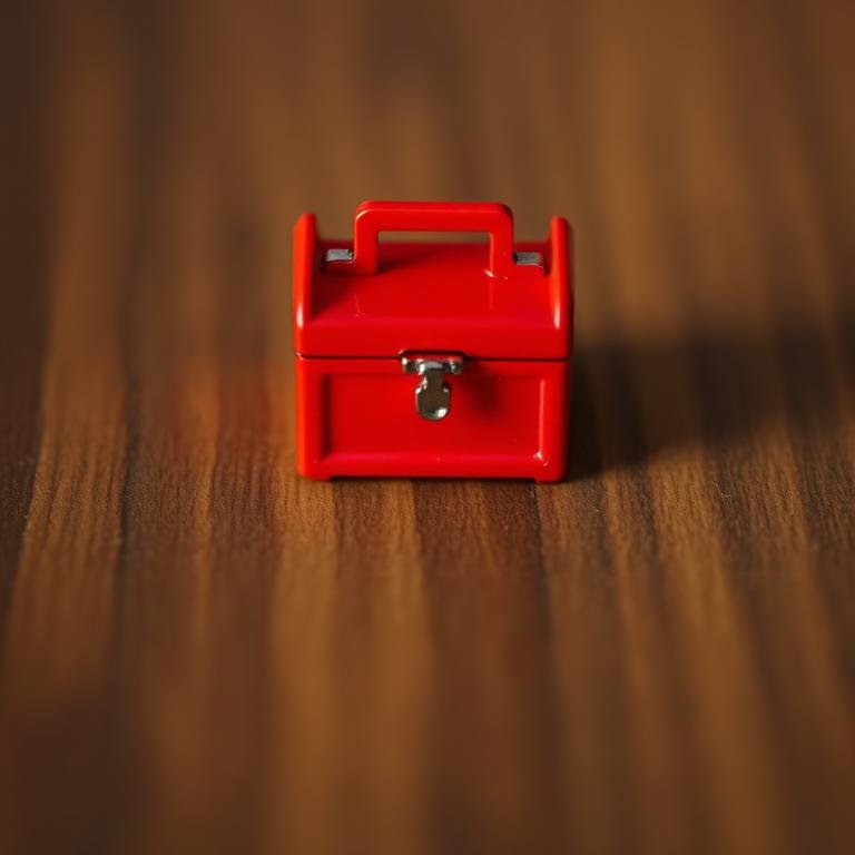 Miniature toolbox — a tiny freestanding Scanature with the QR code hidden on its underside